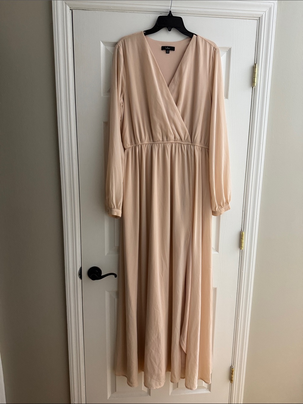 Lulu's Blush Long Sleeve Wrap Maxi Dress
